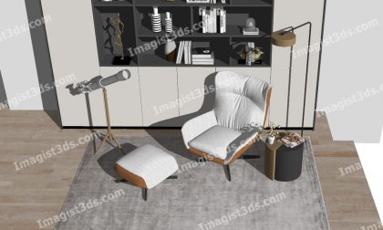 #031068 - Armchair with Ottoman 3D Model