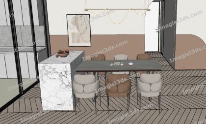 #070033 - 3D Dining Table & Chairs