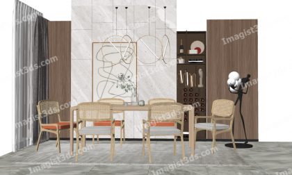 #070019 - 3D Dining Table & Chairs