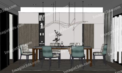 #070021- 3D Dining Table & Chairs