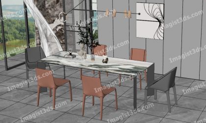 #070023- 3D Dining Table & Chairs