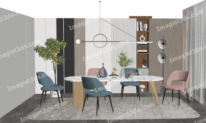 #070027 - 3D Dining Table & Chairs