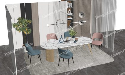 #070027 - 3D Dining Table & Chairs