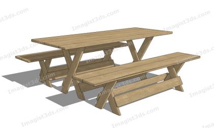 #070017 - 3D Outdoor Picnic Table