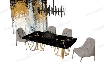 #070097 - 3D Dining Table & Chairs
