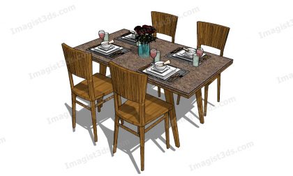 #070137 - 3D Dining Table & Chairs