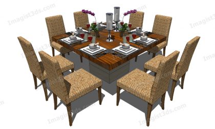 #070141 - 3D Dining Table & Chairs