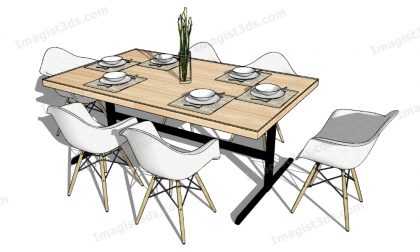 #070142 - 3D Dining Table & Chairs