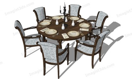 #070144 - 3D Dining Table & Chairs