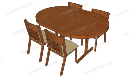 #070153 - 3D Dining Table & Chairs